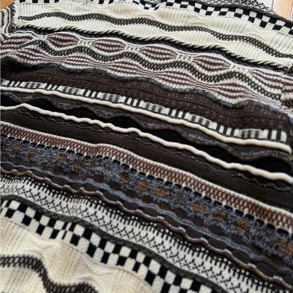 VTG 90s Unbranded Coogi Style 3D Knit Multicolored Grandpa Sweater Sz. XL - Picture 6 of 7